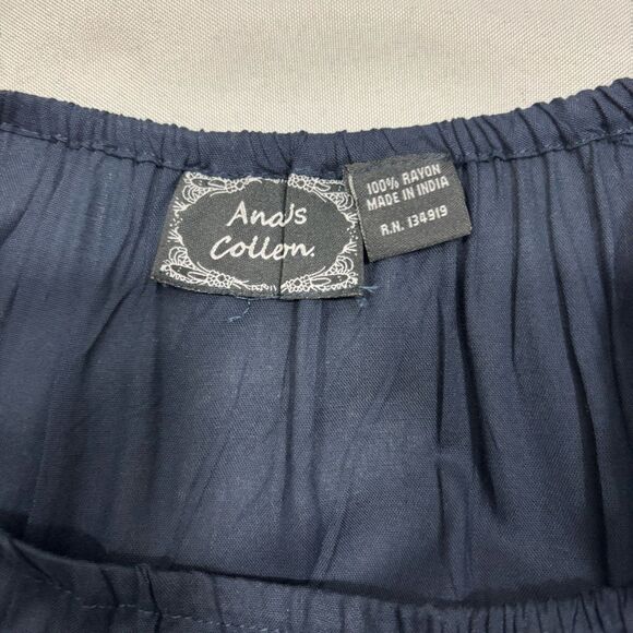 Anandas Collection Women’s Blouse Navy Embroidered Lace Rayon - Picture 6 of 6